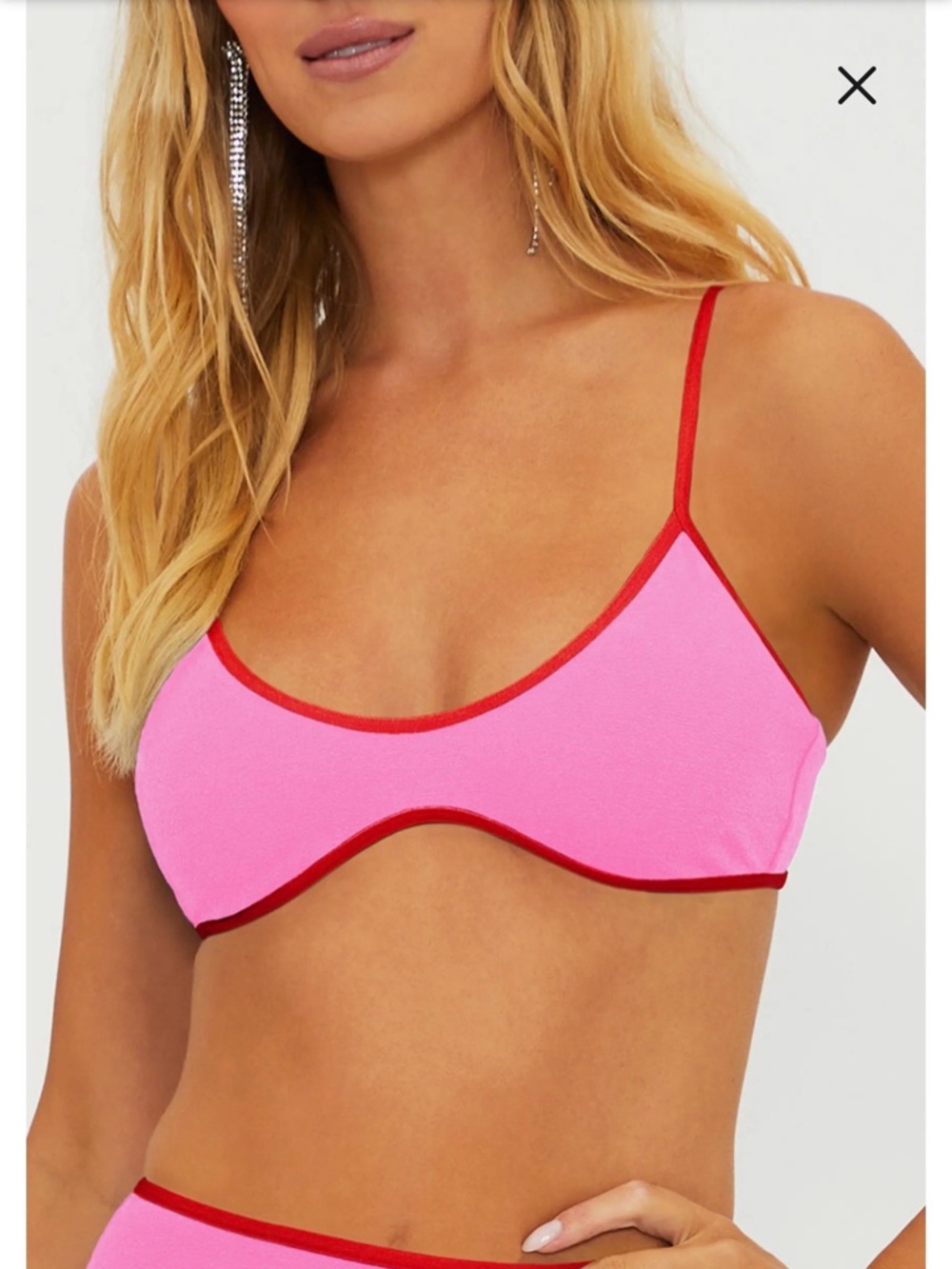 Beach Riot Pink Bikini Set with Red Trim Accents